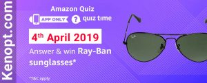 Amazon Quiz 4 April 2019 Answers – Win Ray-Ban Sunglasses Today